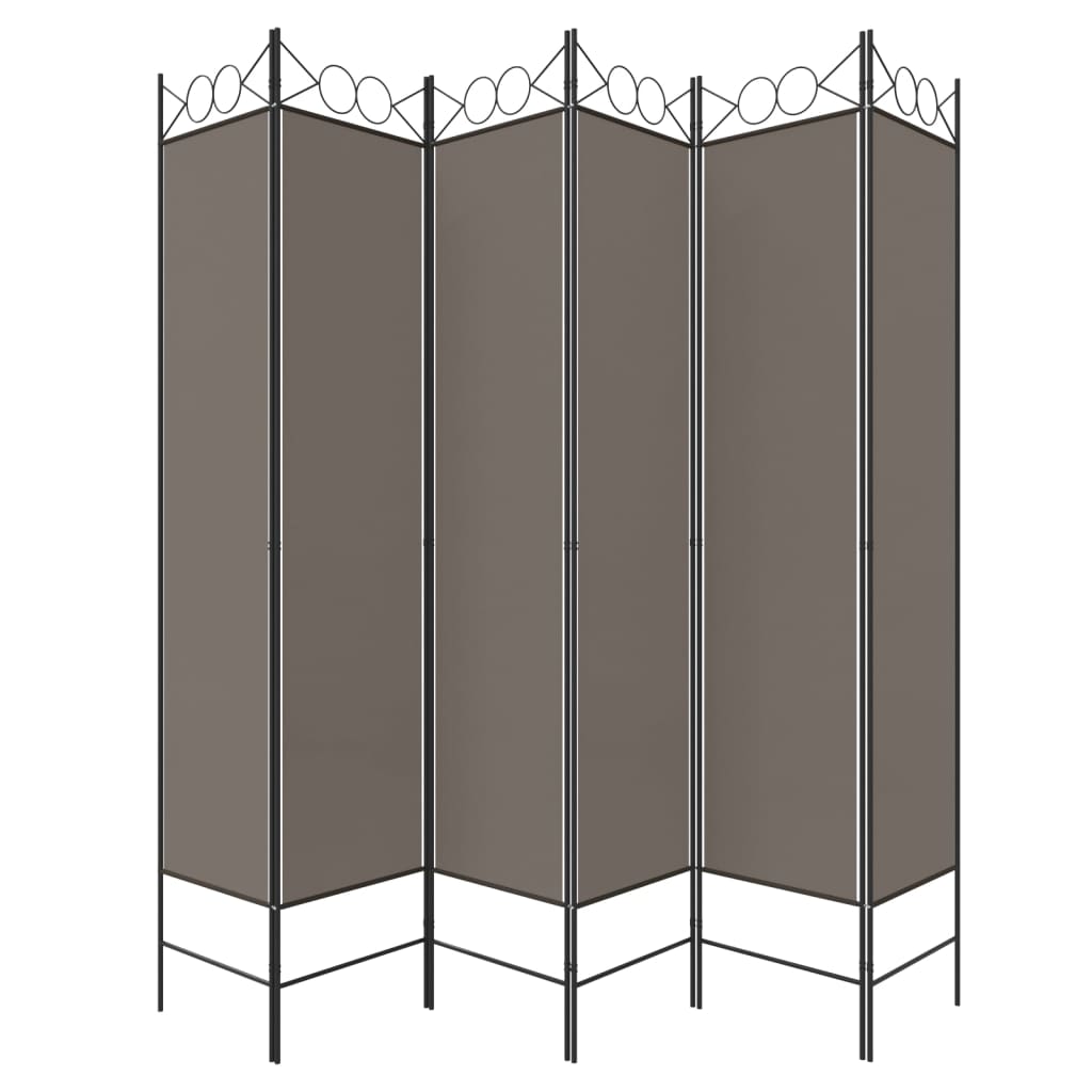 Romdeler med 6 paneler antrasitt 240x200 cm stoff