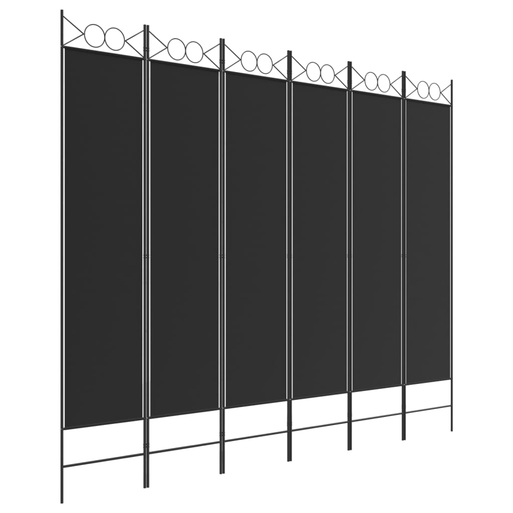 Romdeler 6 paneler svart 240x200 cm stoff
