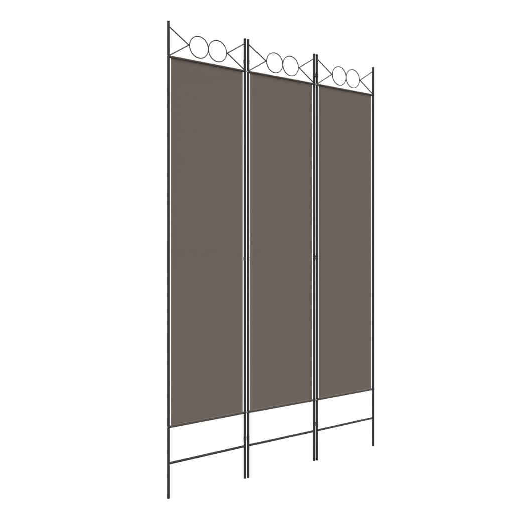 Romdeler 3 paneler antrasitt 120x220 cm stoff vidaXL