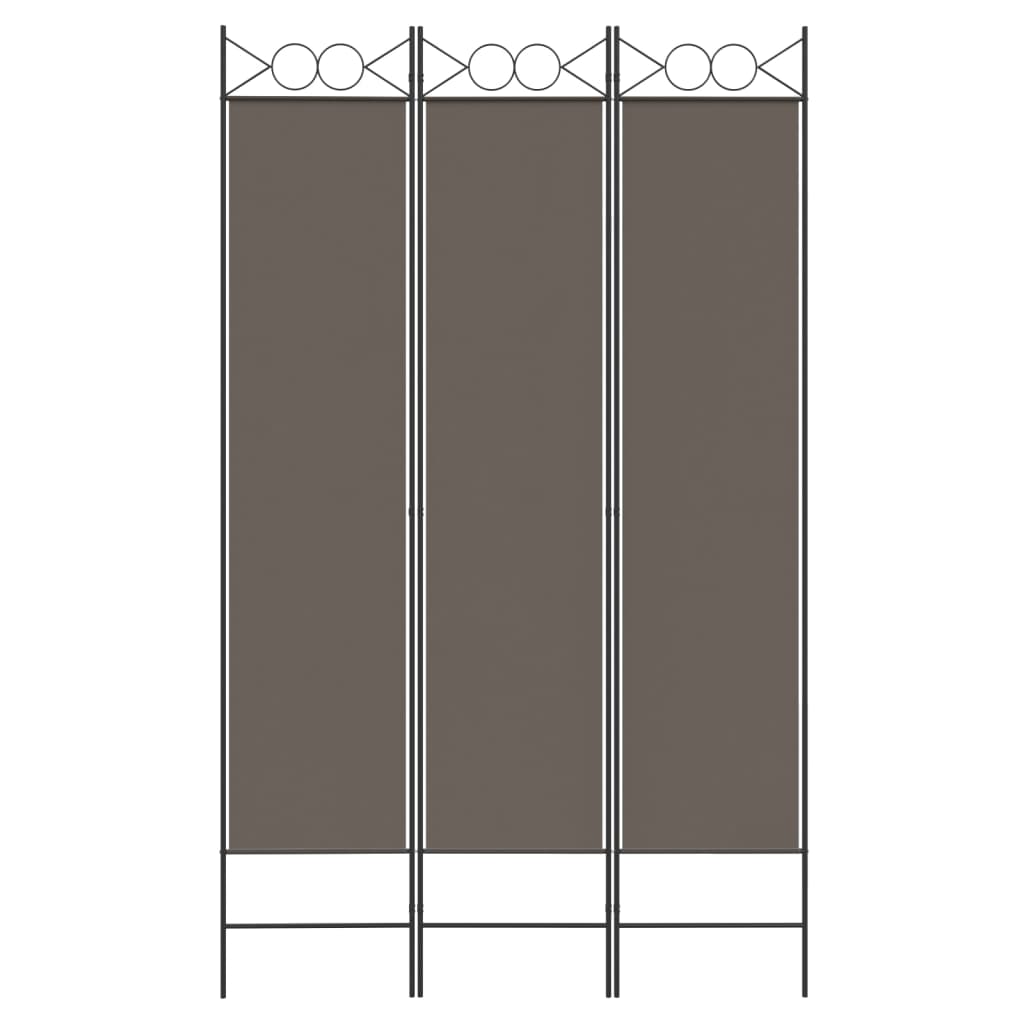 Romdeler 3 paneler antrasitt 120x220 cm stoff vidaXL