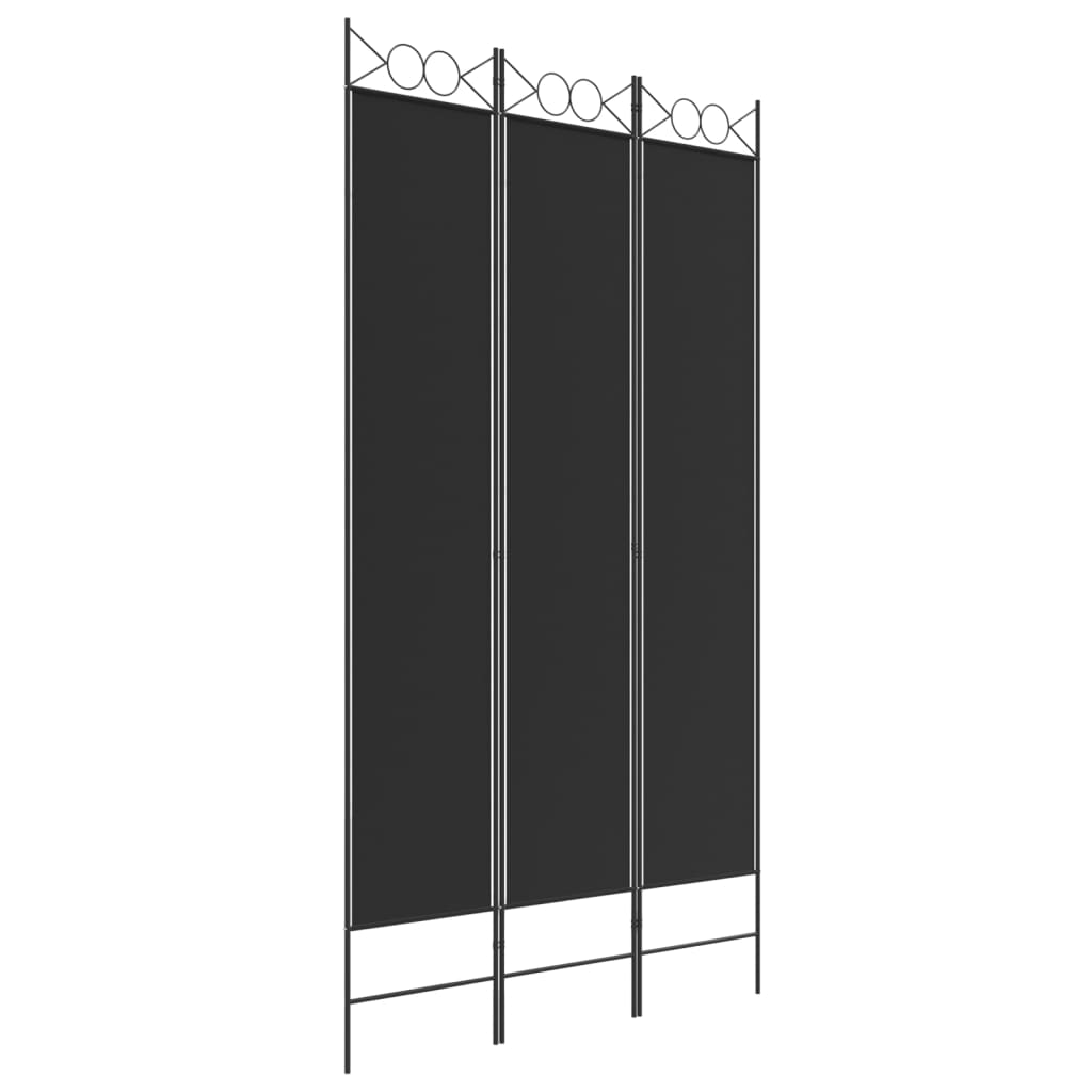 Romdeler 3 paneler svart 120x220 cm stoff vidaXL