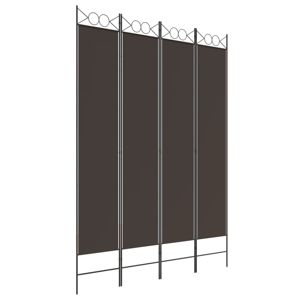 Romdeler med 4 paneler brun 160x220 cm stoff
