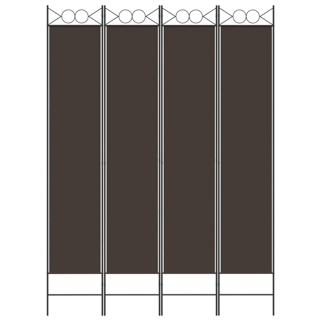 Romdeler med 4 paneler brun 160x220 cm stoff