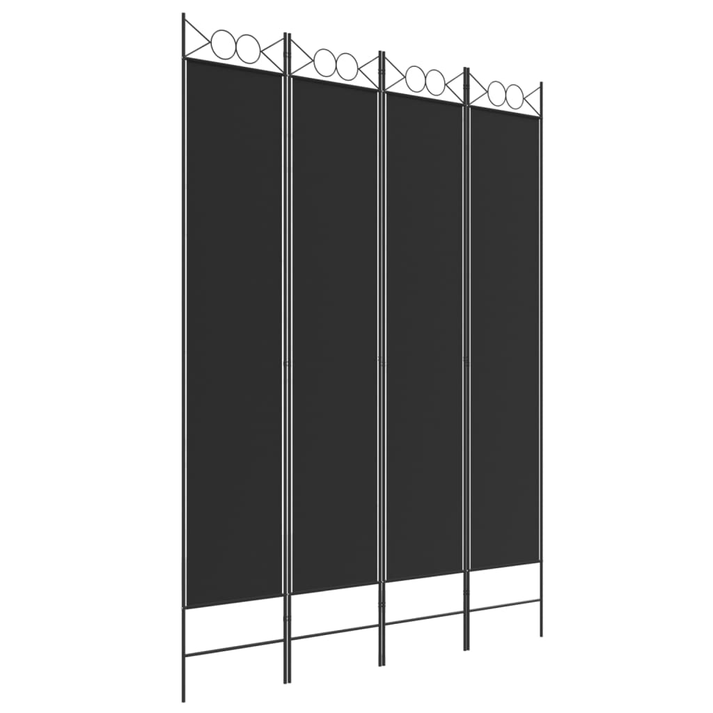Romdeler 4 paneler svart 160x220 cm stoff vidaXL