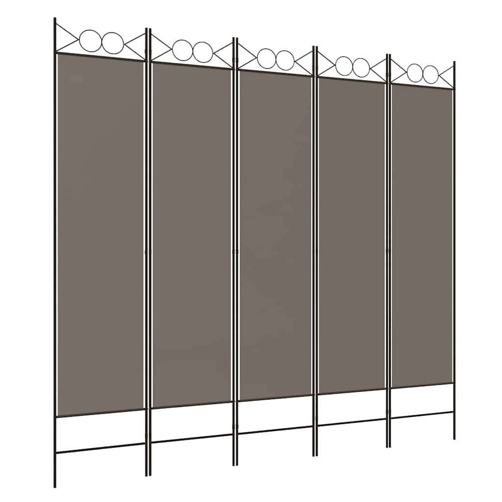 Romdeler 5 paneler antrasitt 200x220 cm stoff vidaXL