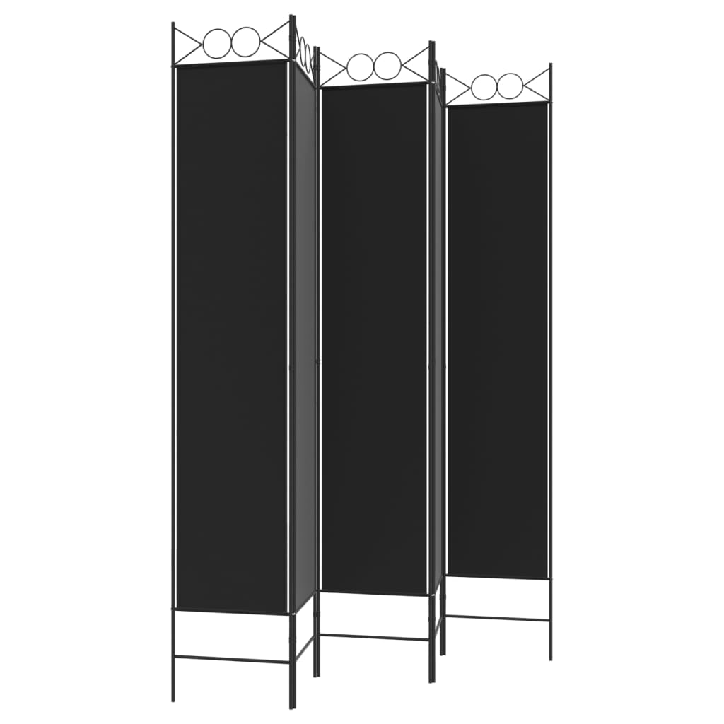 Romdeler 5 paneler svart 200x220 cm stoff vidaXL