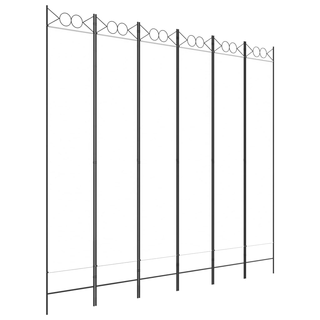 Romdeler 6 paneler hvit 240x220 cm stoff
