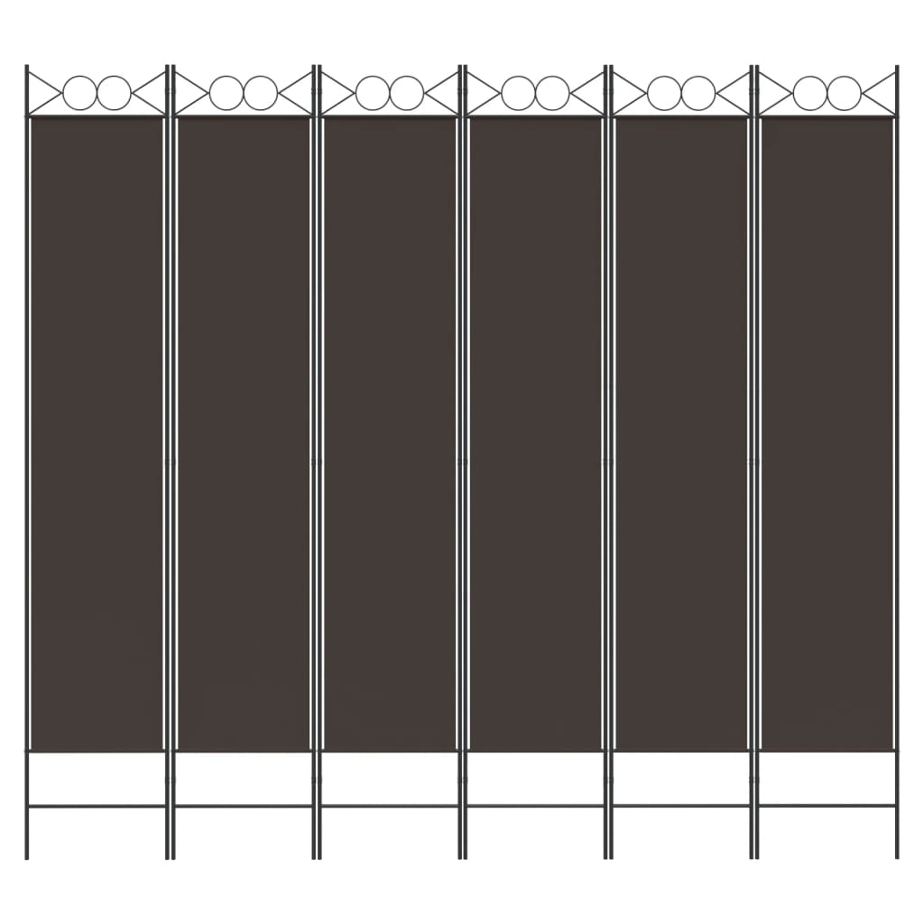 Romdeler 6 paneler brun 240x220 cm stoff