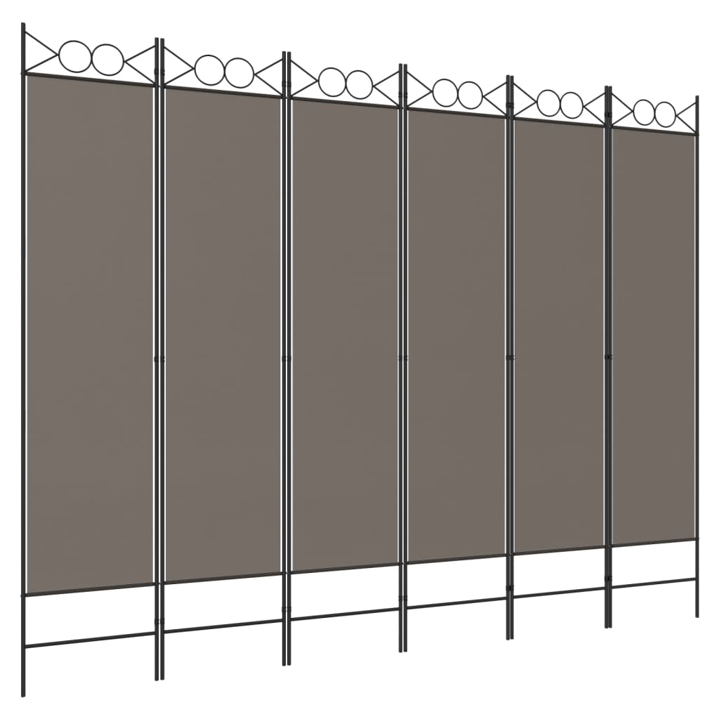 Romdeler med 6 paneler antrasitt 240x220 cm stoff vidaXL