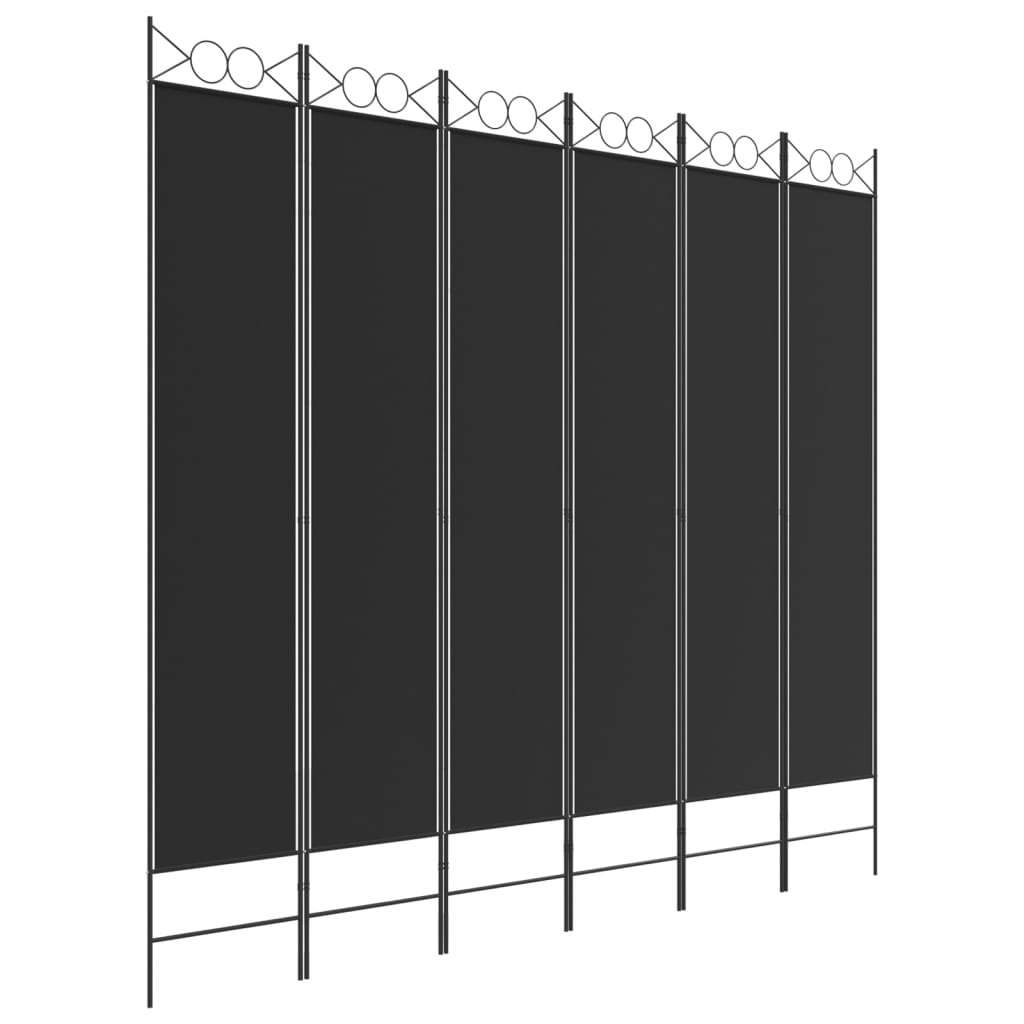 Romdeler 6 paneler svart 240x220 cm stoff vidaXL