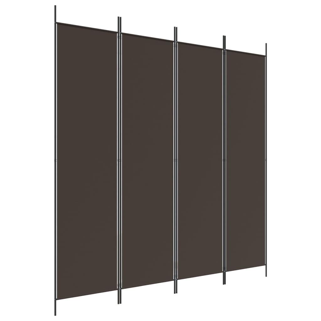 Romdeler med 4 paneler brun 200x200 cm stoff