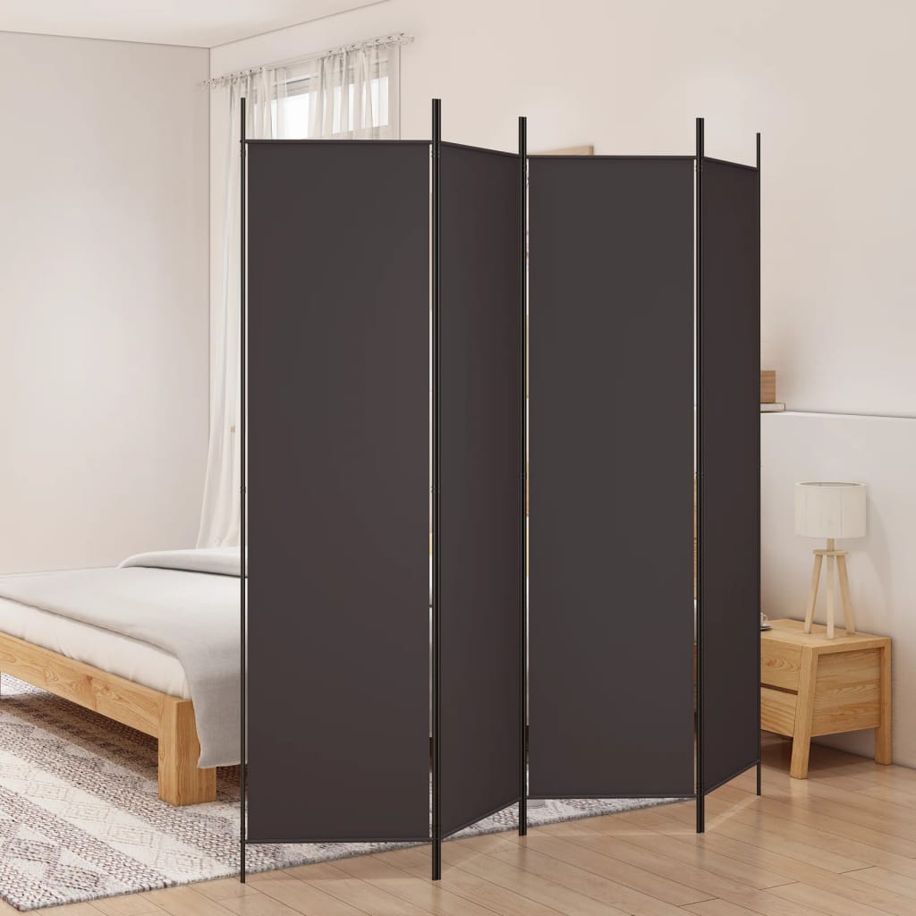Romdeler med 4 paneler brun 200x200 cm stoff