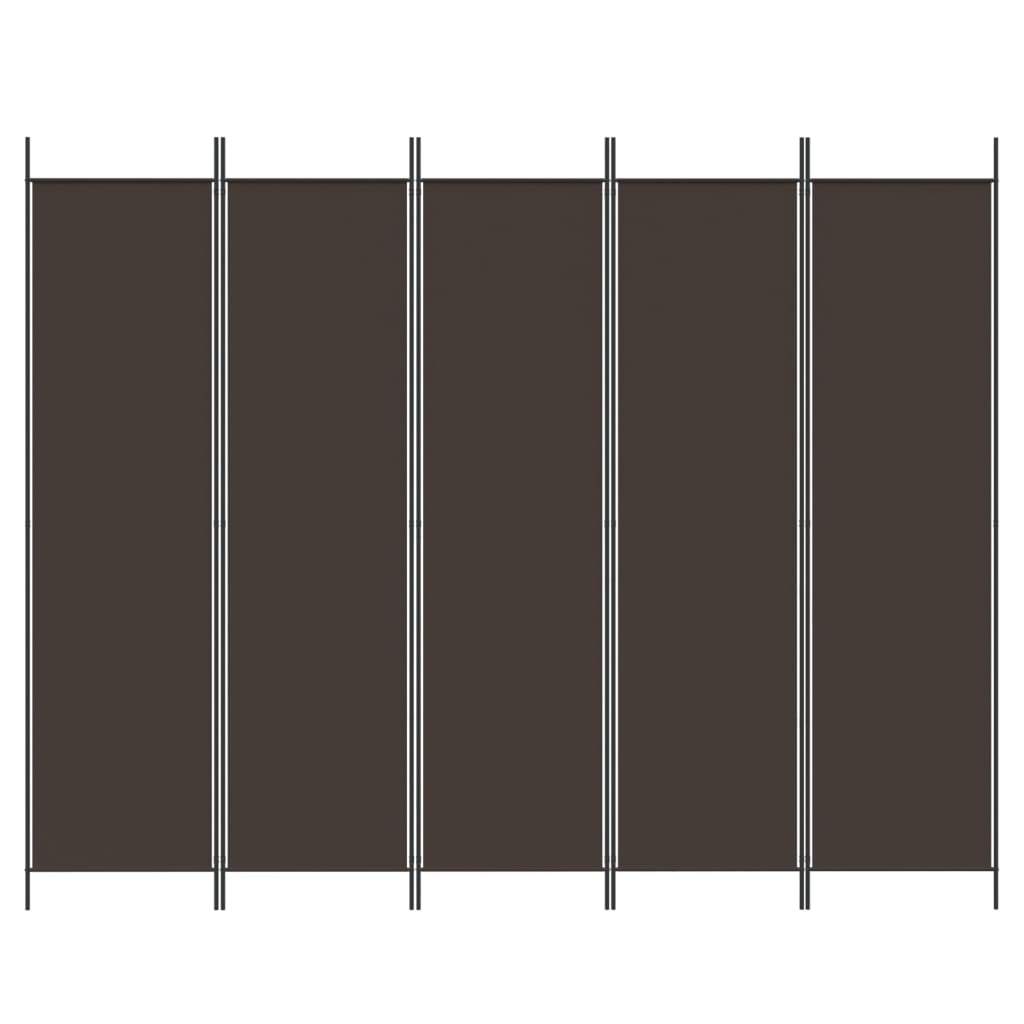Romdeler 5 paneler brun 250x200 cm stoff