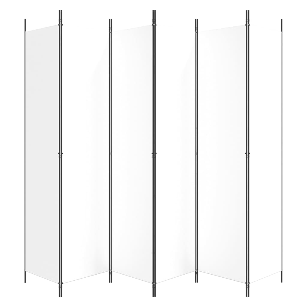 Romdeler 6 paneler hvit 300x220 cm stoff