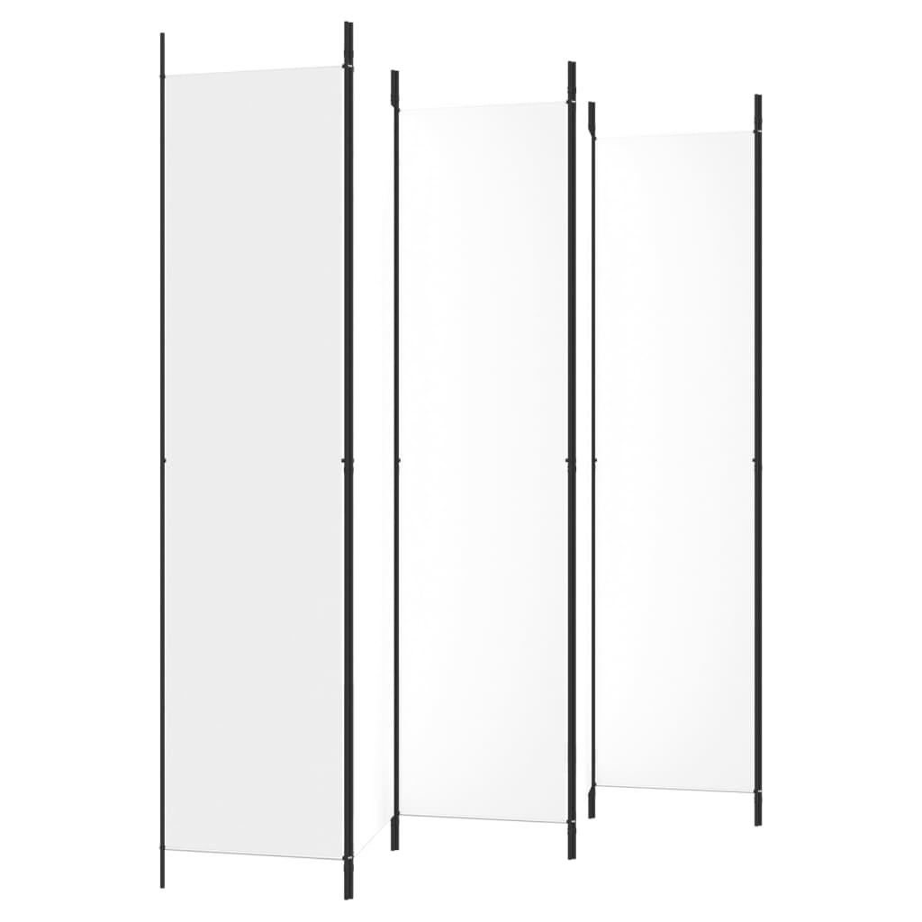 Romdeler 6 paneler hvit 300x220 cm stoff