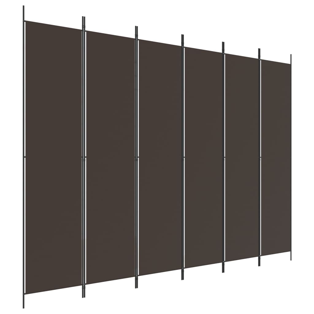 Romdeler 6 paneler brun 300x220 cm stoff