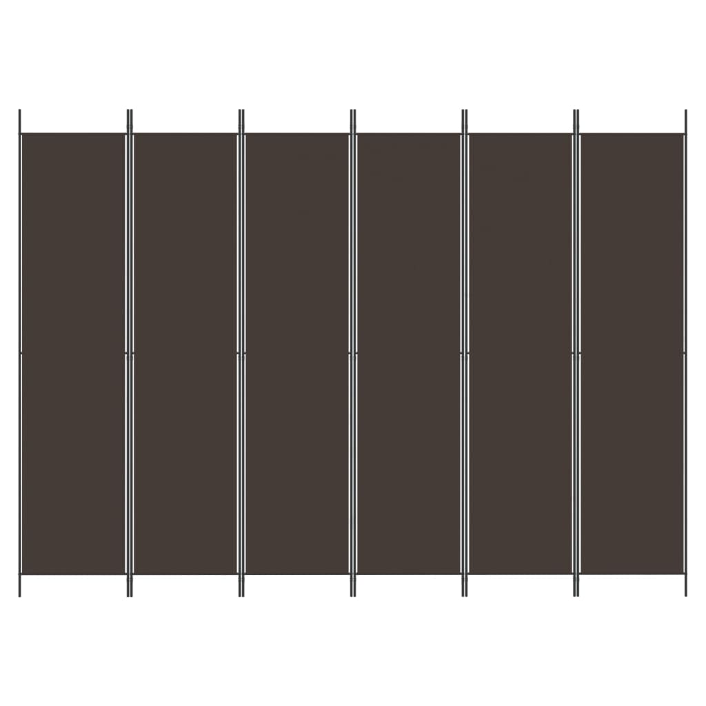 Romdeler 6 paneler brun 300x220 cm stoff