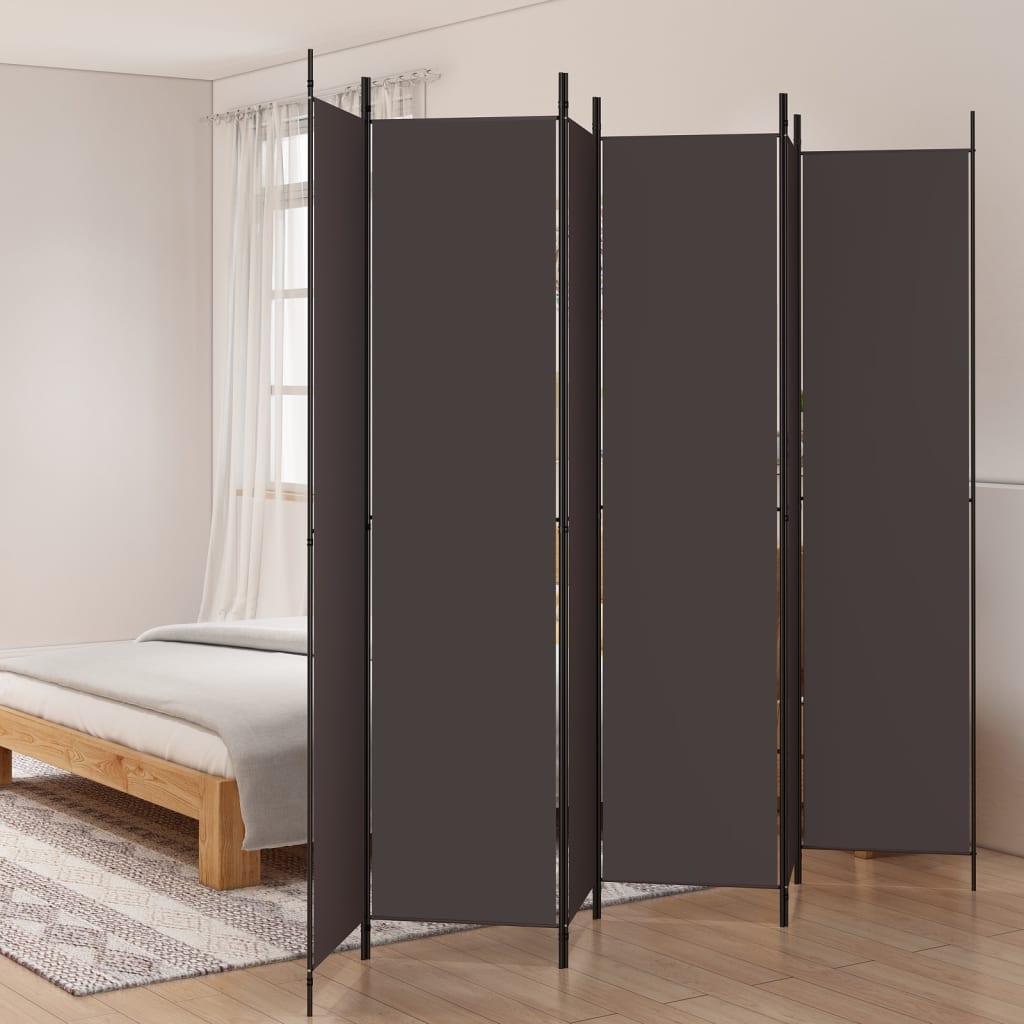 Romdeler 6 paneler brun 300x220 cm stoff