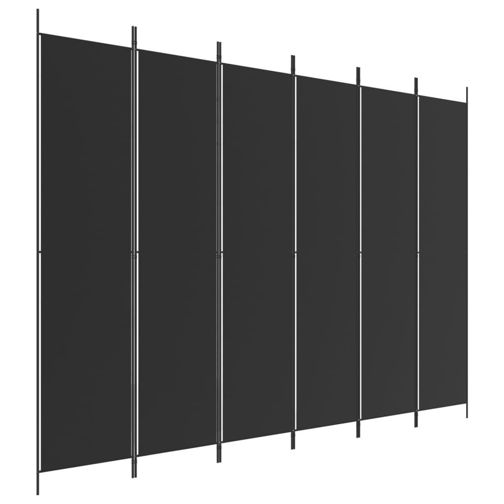 Romdeler 6 paneler svart 300x220 cm stoff