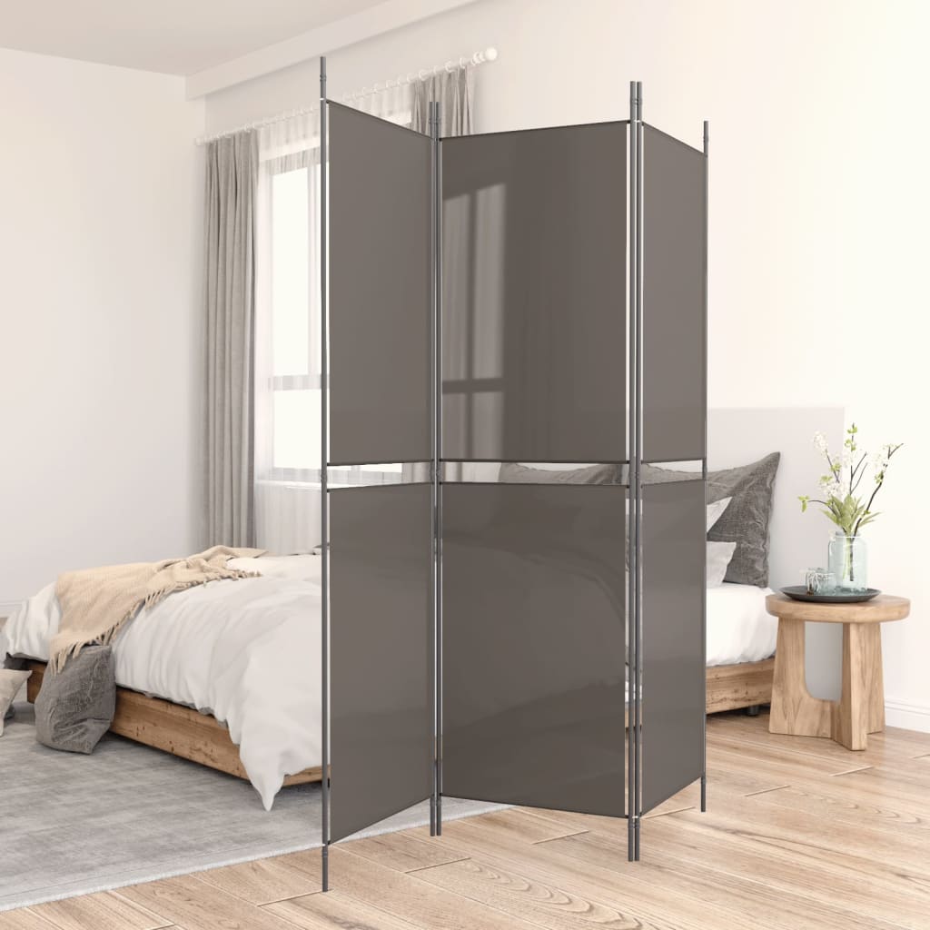 Romdeler 3 paneler antrasitt 150x180cm stoff