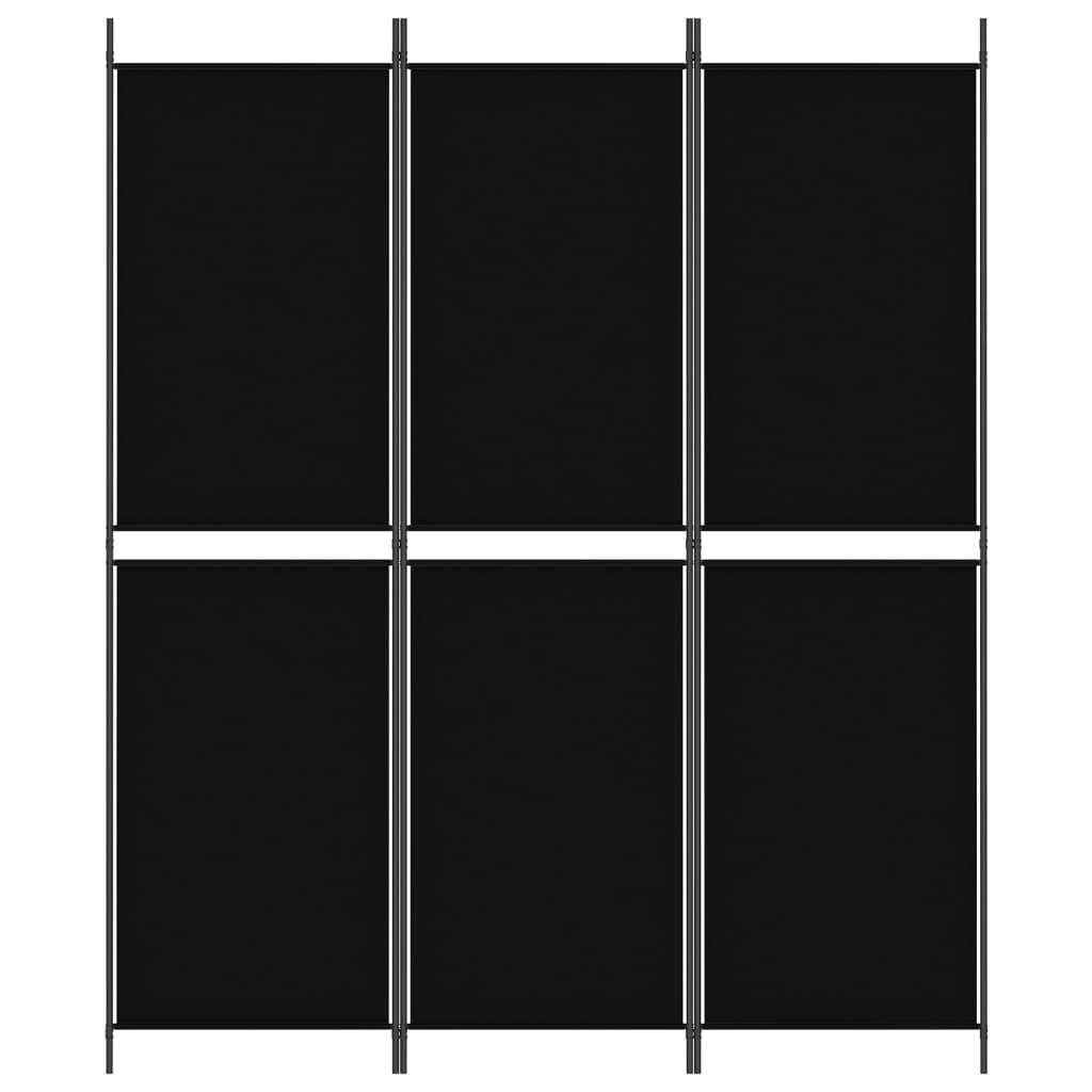 Romdeler 3 paneler svart 150x180 cm stoff