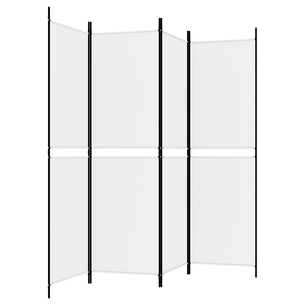 Romdeler 4 paneler hvit 200x180 cm stoff