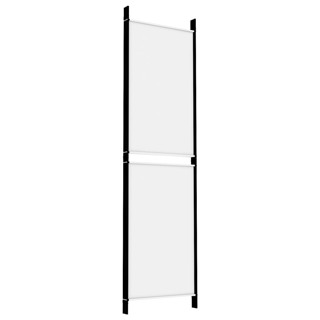 Romdeler 4 paneler hvit 200x180 cm stoff