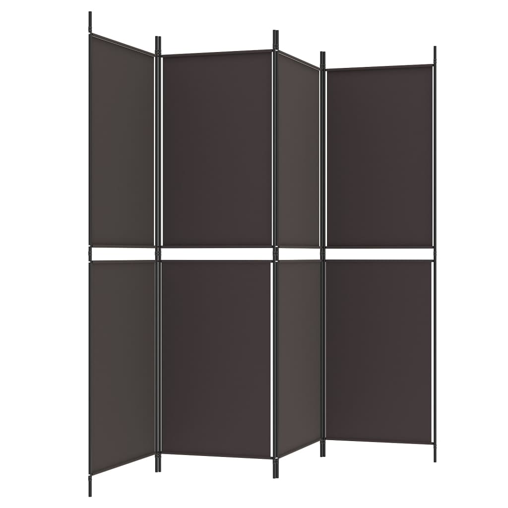 Romdeler 4 paneler brun 200x180 cm stoff