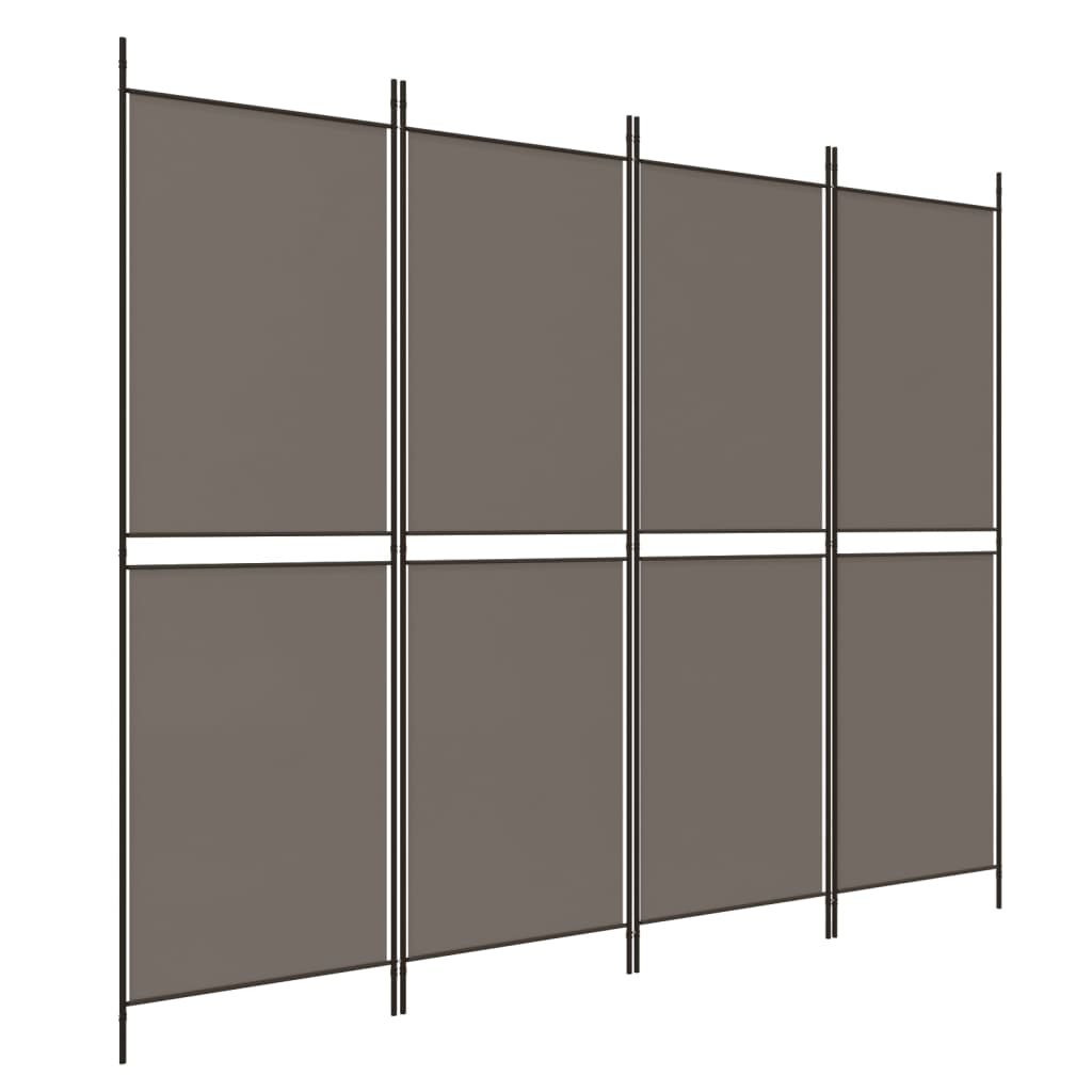 Romdeler 4 paneler antrasitt 200x180 cm stoff