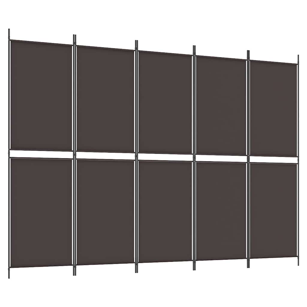 Romdeler med 5 paneler brun 250x180 cm stoff