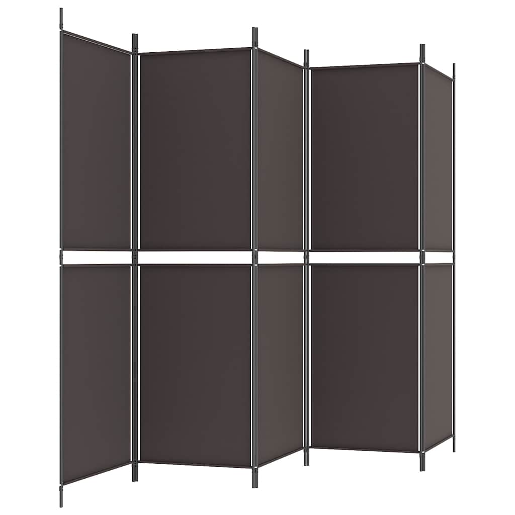 Romdeler med 5 paneler brun 250x180 cm stoff