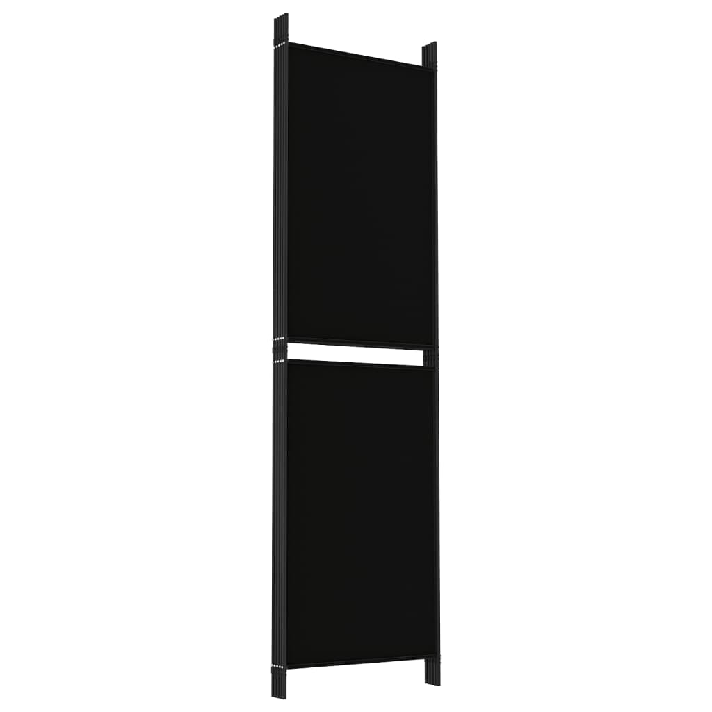 Romdeler med 5 paneler svart 250x180 cm stoff