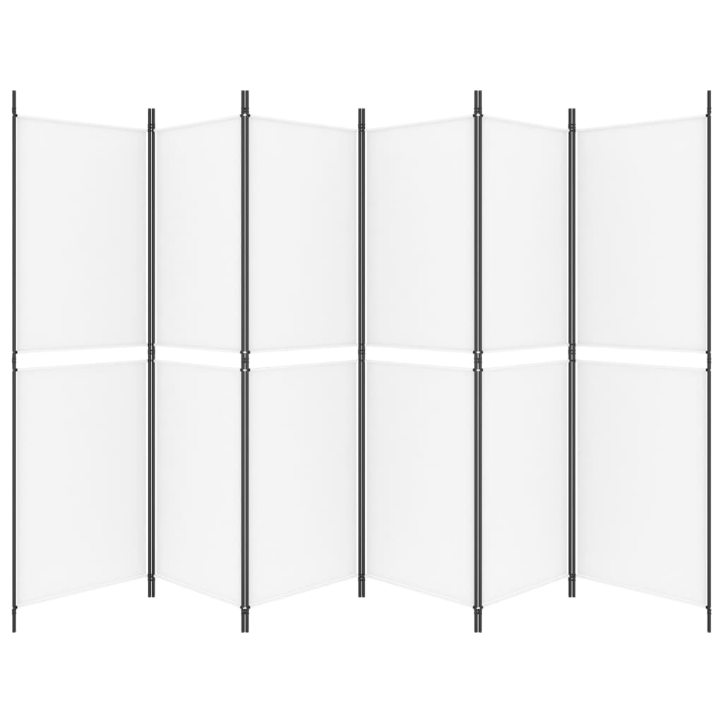 Romdeler med 6 paneler hvit 300x180 cm stoff