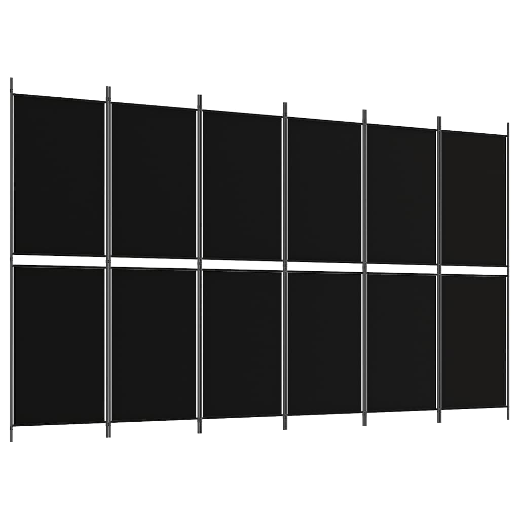 Romdeler med 6 paneler svart 300x180 cm stoff