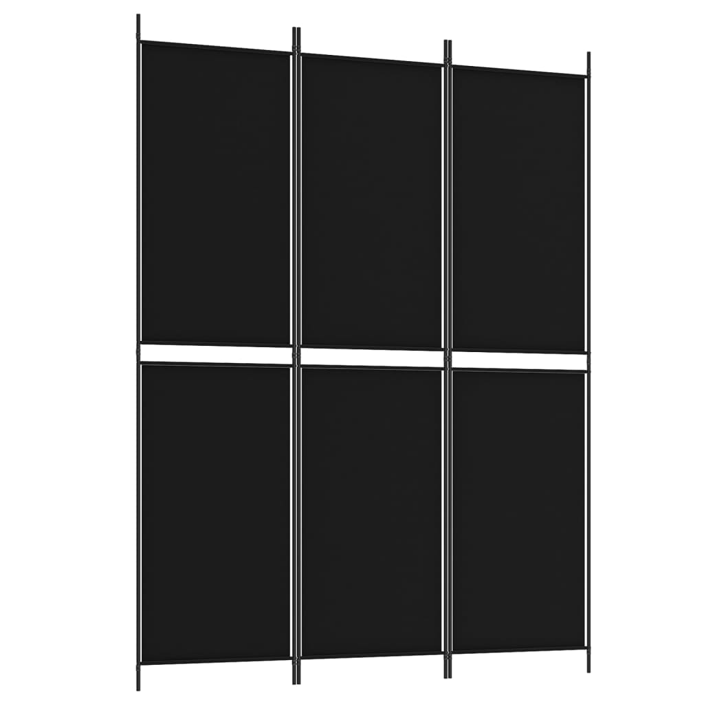 Romdeler 3 paneler svart 150x200 cm stoff