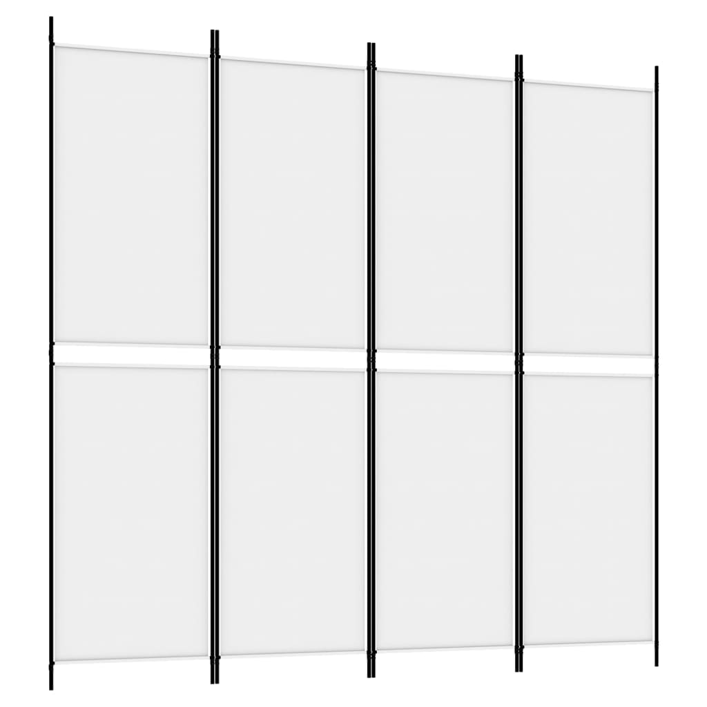 Romdeler 4 paneler hvit 200x200 cm stoff