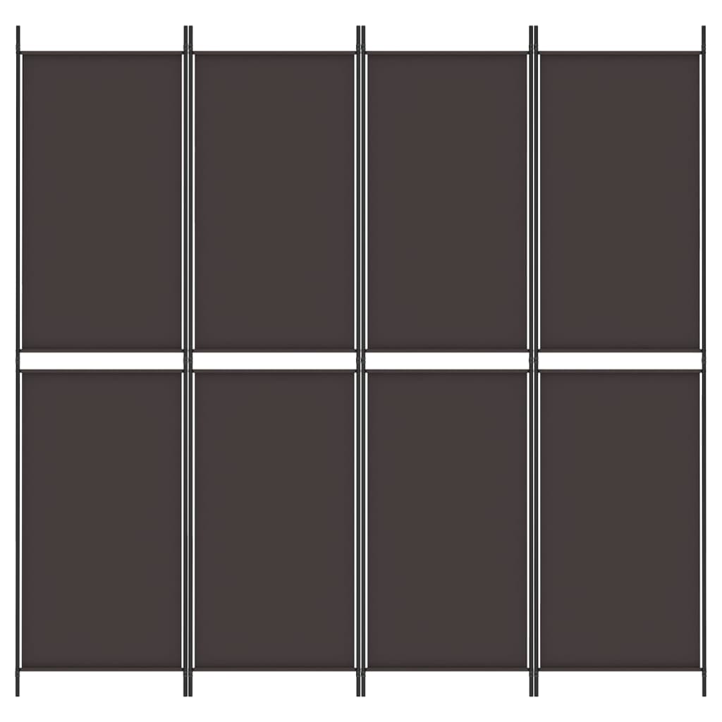 Romdeler med 4 paneler brun 200x200 cm stoff