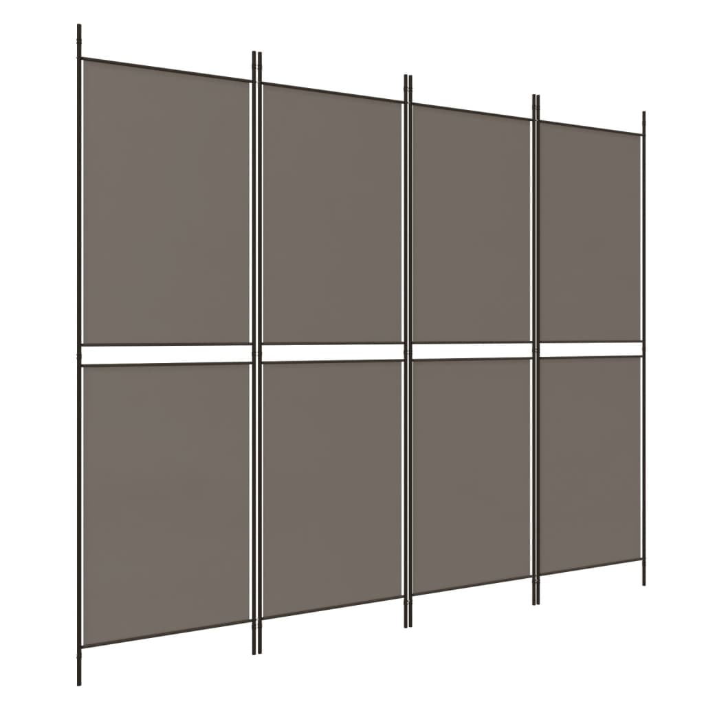 Romdeler 4 paneler antrasitt 200x200 cm stoff