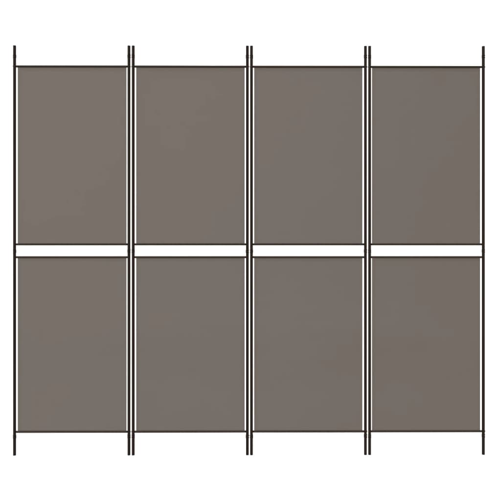 Romdeler 4 paneler antrasitt 200x200 cm stoff