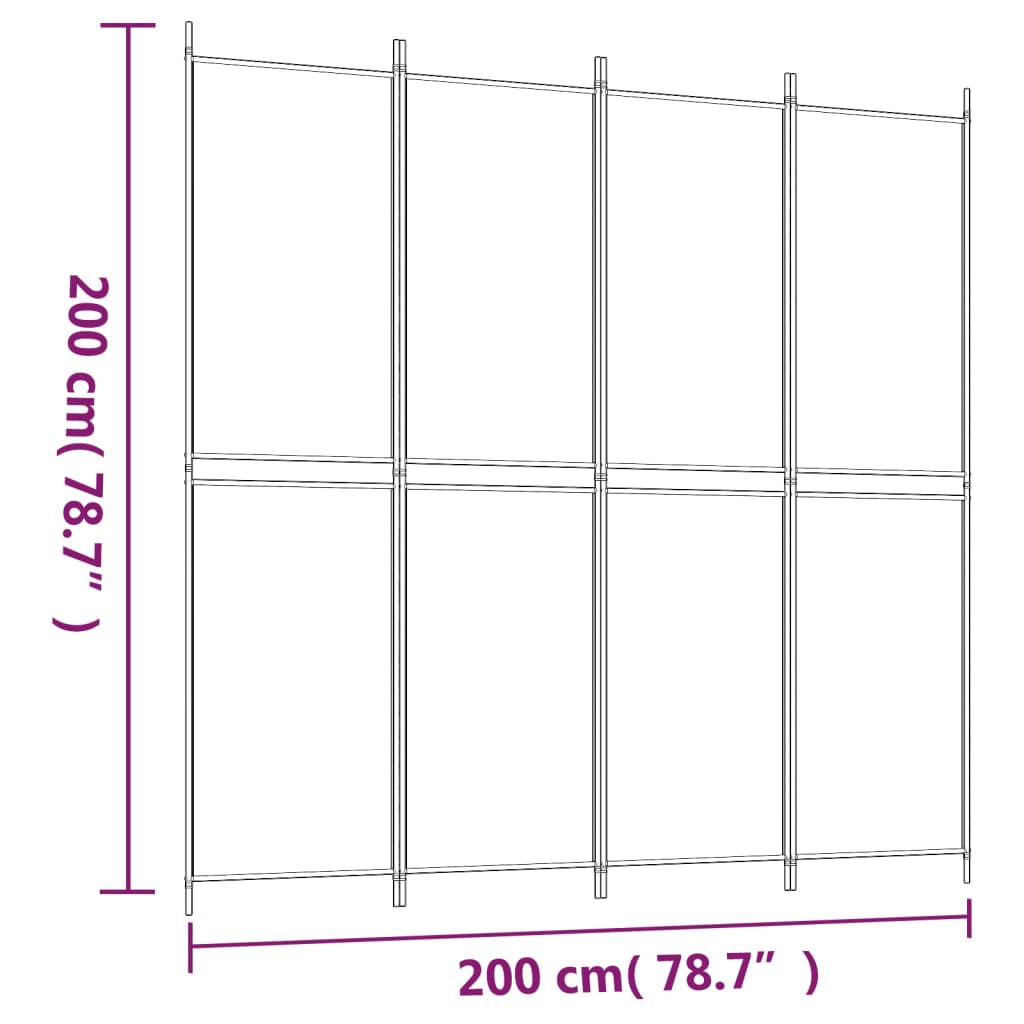 Romdeler 4 paneler antrasitt 200x200 cm stoff