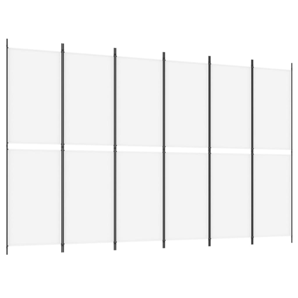 Romdeler 6 paneler hvit 300x200 cm stoff