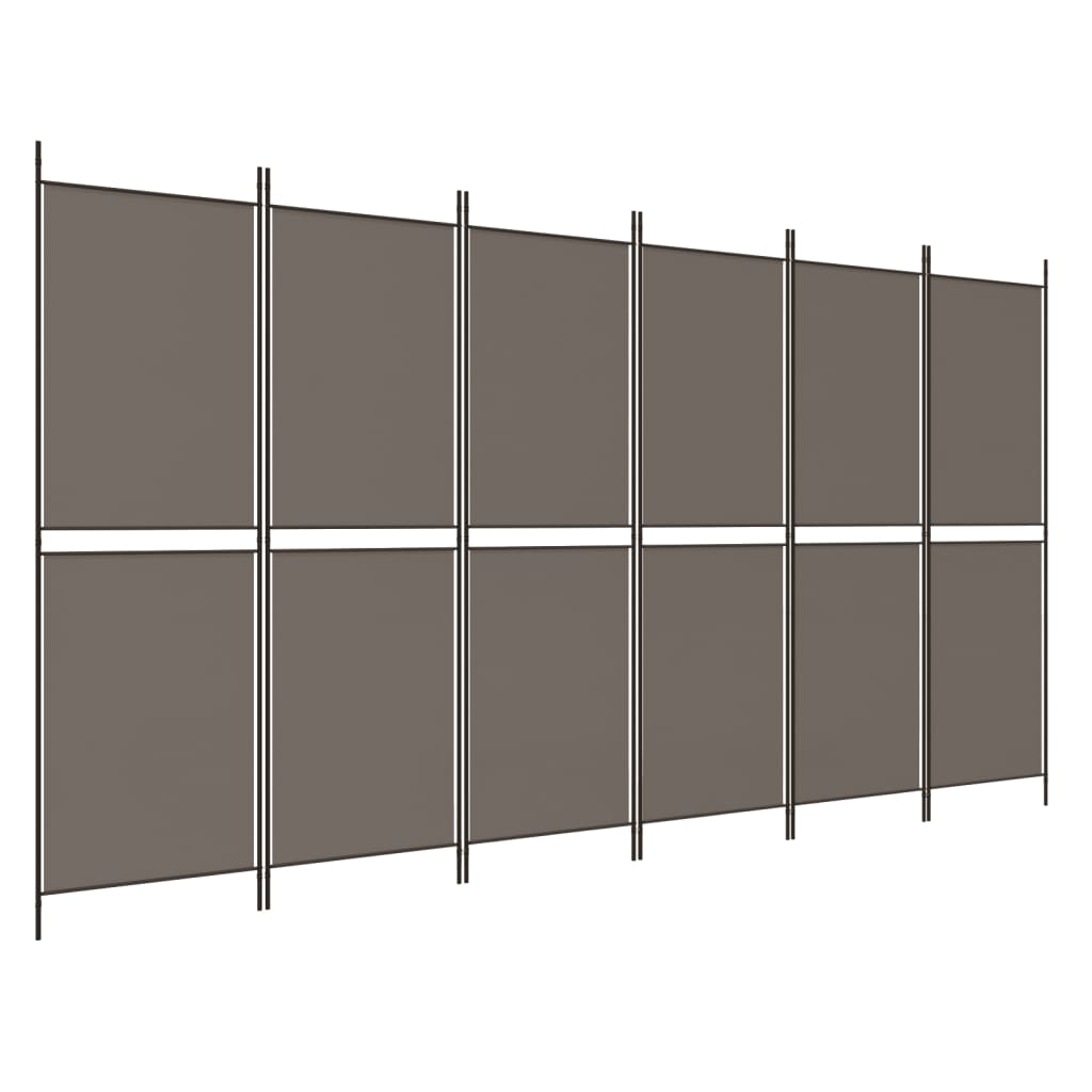 Romdeler med 6 paneler antrasitt 300x200 cm stoff