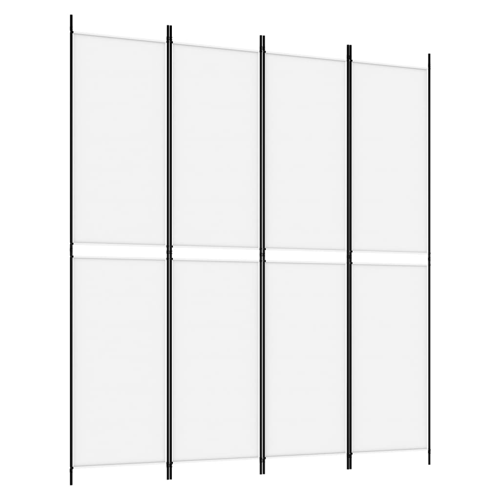 Romdeler 4 paneler hvit 200x220 cm stoff