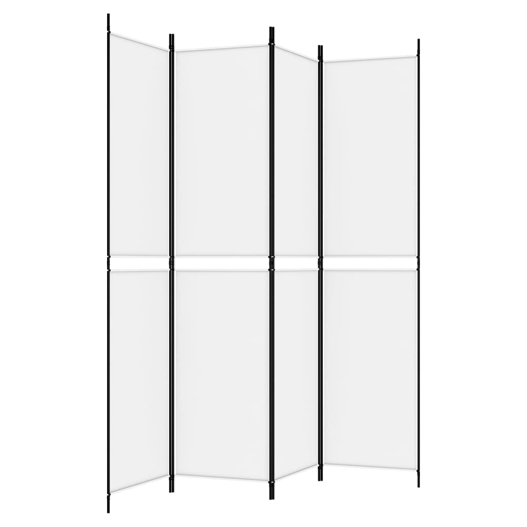 Romdeler 4 paneler hvit 200x220 cm stoff