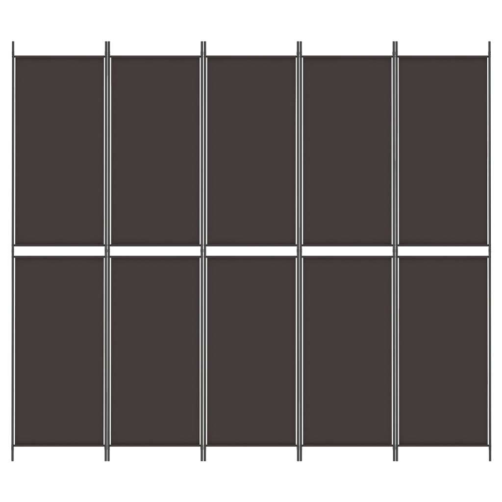Romdeler 5 paneler brun 250x220 cm stoff