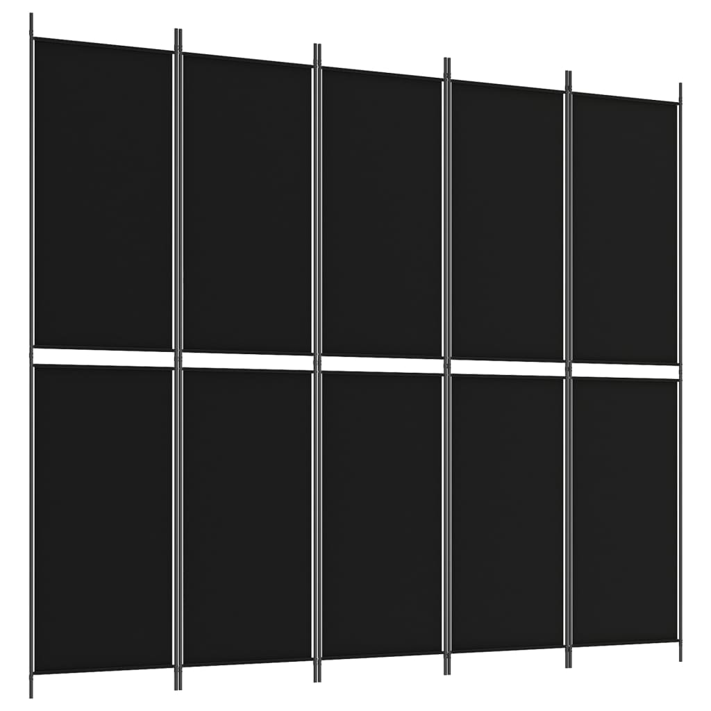 Romdeler 5 paneler svart 250x220 cm stoff