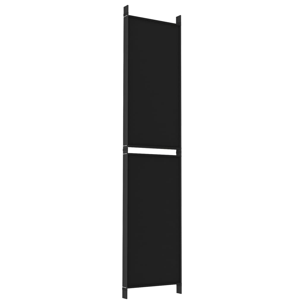 Romdeler 5 paneler svart 250x220 cm stoff