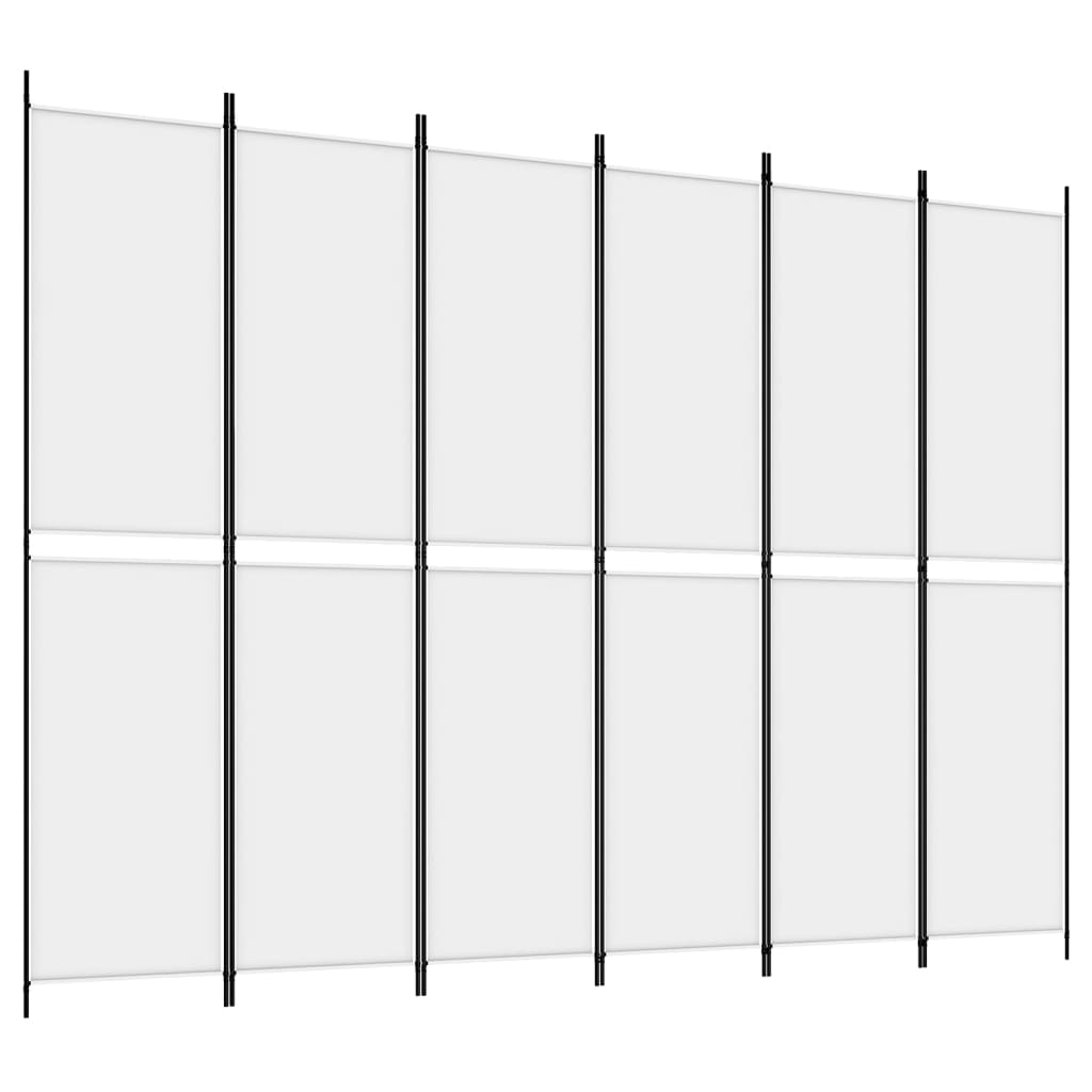 Romdeler 6 paneler hvit 300x220 cm stoff