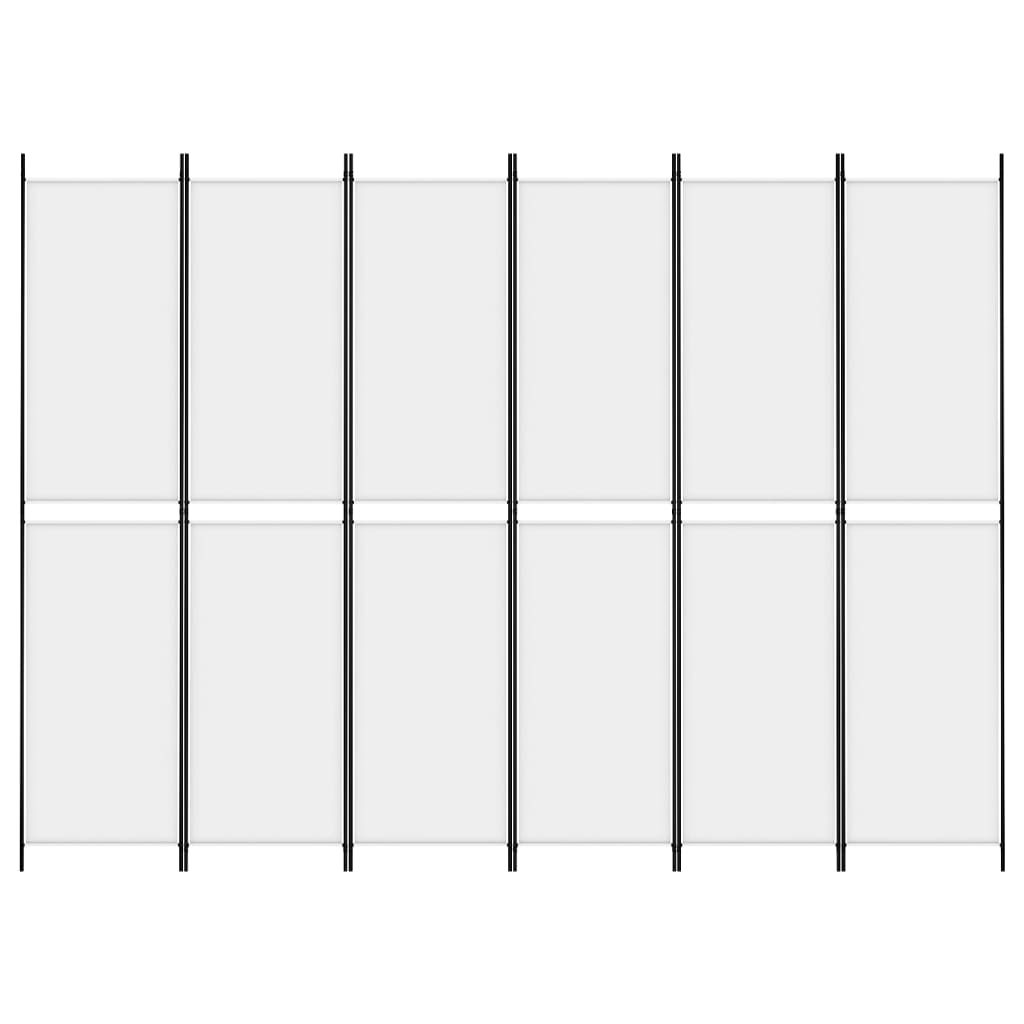 Romdeler 6 paneler hvit 300x220 cm stoff