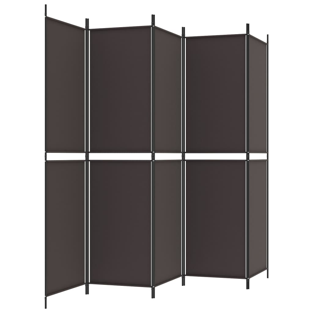 Romdeler 6 paneler brun 300x220 cm stoff
